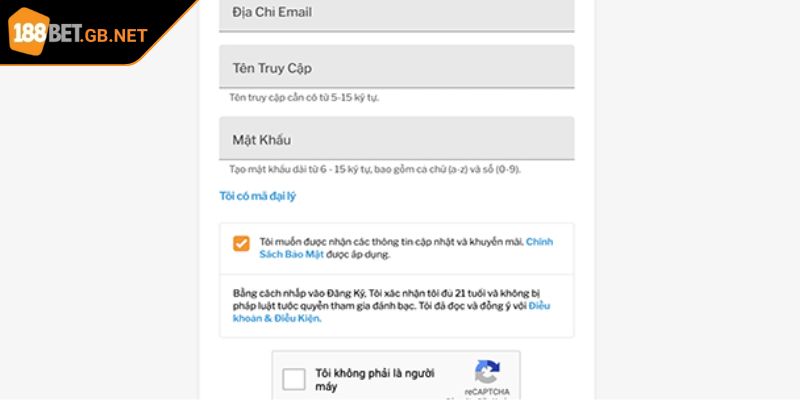 Quy trình để lại tài khoản từ quên mật khẩu 188BET